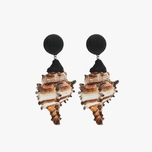 Rebecca De Ravenel Shell & Cord Ophelia Drop Earrings For Pierced Ears